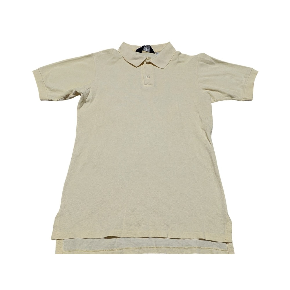 Vintage Lands End Mens Polo Shirt Medium Long Yellow Cotton Made in USA